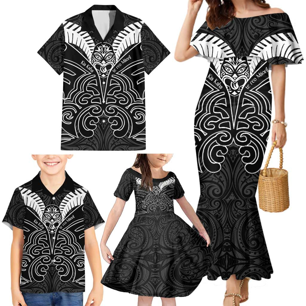 Kia Kaha Te Reo Maori Family Matching Mermaid Dress and Hawaiian Shirt Aotearoa Hei Tiki With Hongi LT14 - Polynesian Pride