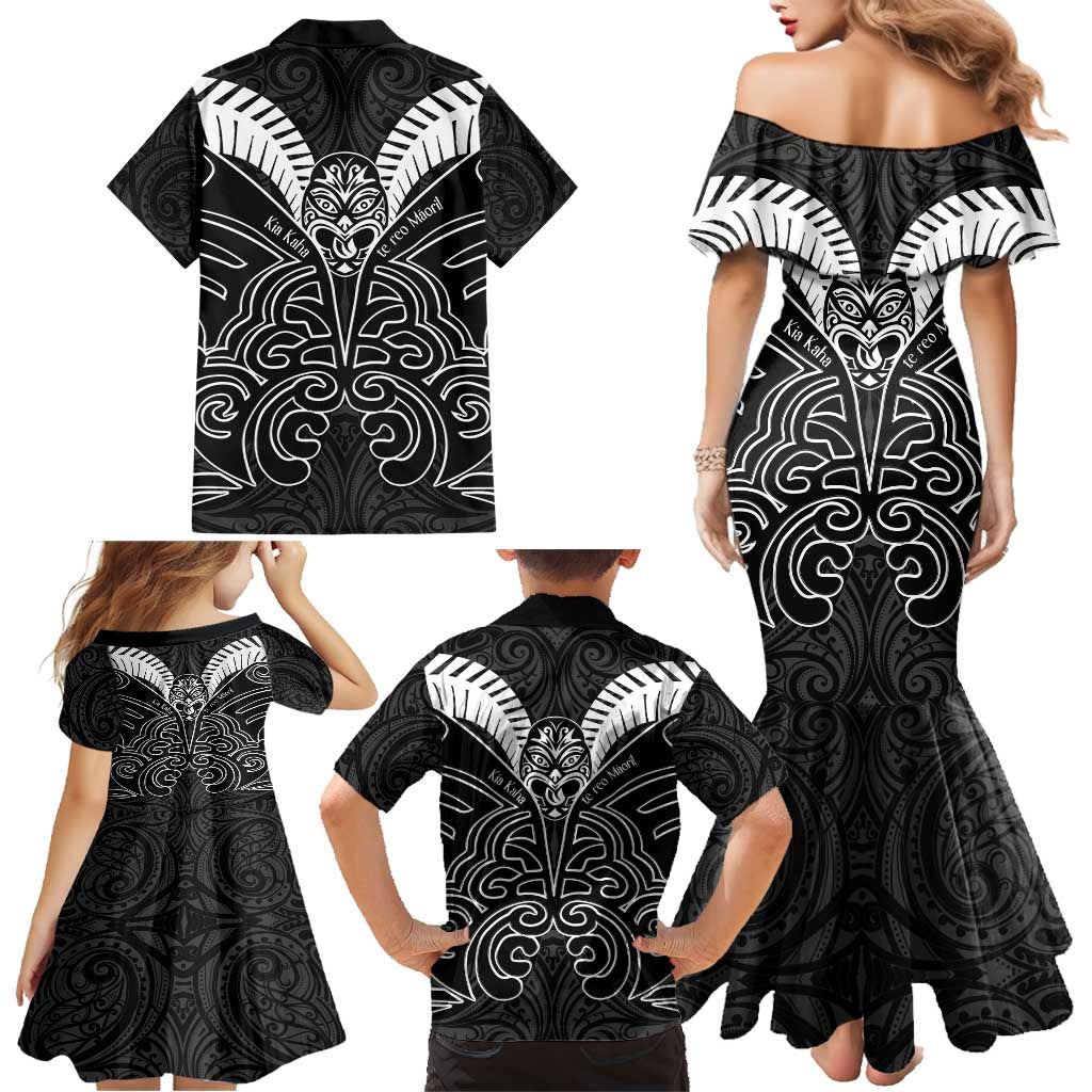 Kia Kaha Te Reo Maori Family Matching Mermaid Dress and Hawaiian Shirt Aotearoa Hei Tiki With Hongi LT14 - Polynesian Pride
