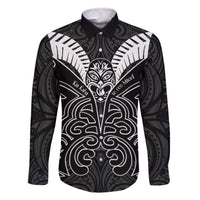 Kia Kaha Te Reo Maori Family Matching Off The Shoulder Long Sleeve Dress and Hawaiian Shirt Aotearoa Hei Tiki With Hongi