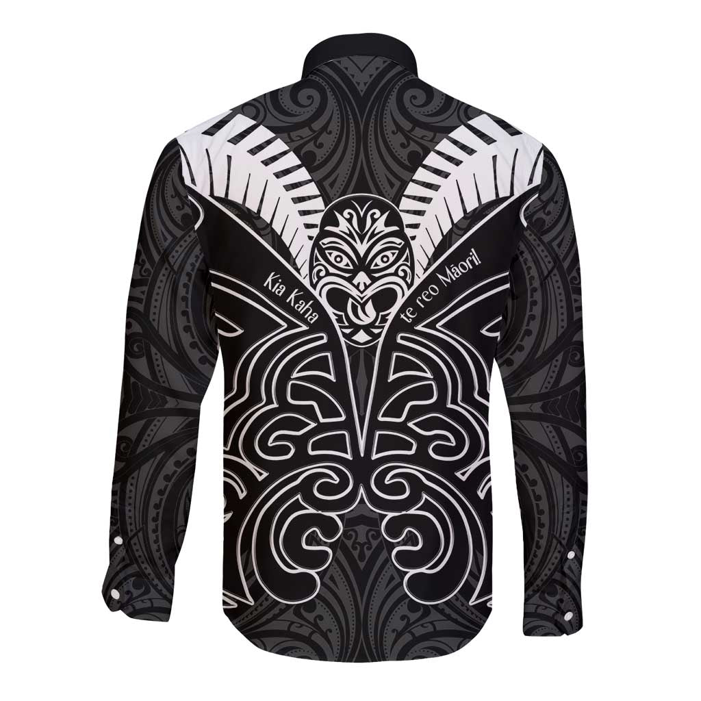 Kia Kaha Te Reo Maori Long Sleeve Button Shirt Aotearoa Hei Tiki With Hongi