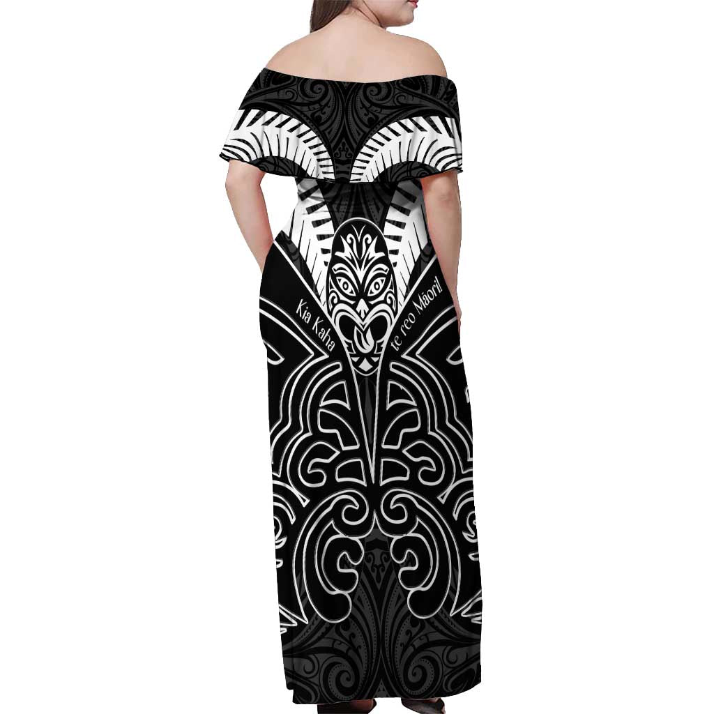 Kia Kaha Te Reo Maori Off Shoulder Maxi Dress Aotearoa Hei Tiki With Hongi