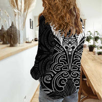 Kia Kaha Te Reo Maori Women Casual Shirt Aotearoa Hei Tiki With Hongi LT14 - Polynesian Pride