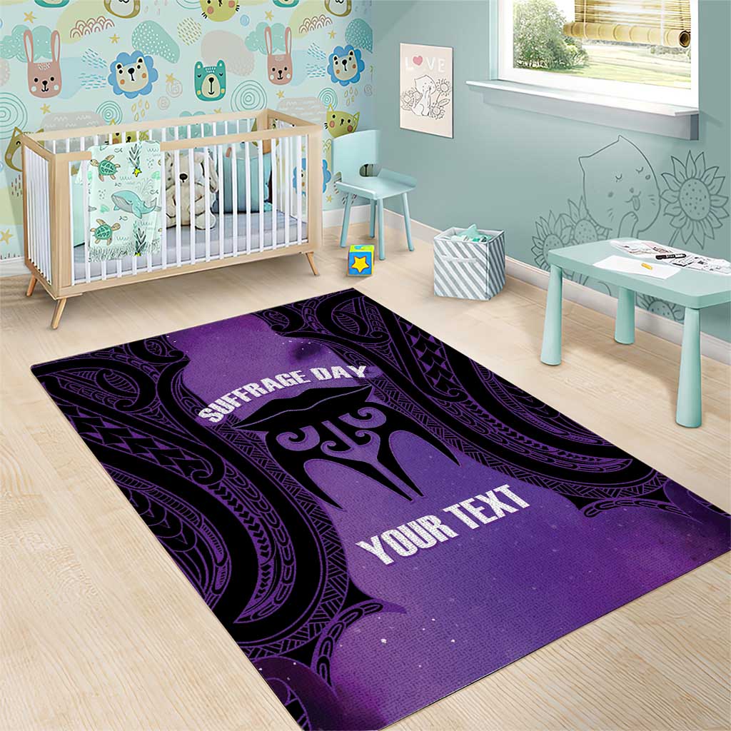 Personalised New Zealand Suffrage Day Area Rug Maori Tattoo Galaxy Vibe - Polynesian Pride