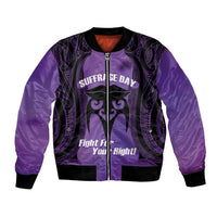 Personalised New Zealand Suffrage Day Bomber Jacket Maori Tattoo Galaxy Vibe LT14 Unisex Purple - Polynesian Pride