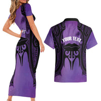 Personalised New Zealand Suffrage Day Couples Matching Short Sleeve Bodycon Dress and Hawaiian Shirt Maori Tattoo Galaxy Vibe LT14 - Polynesian Pride