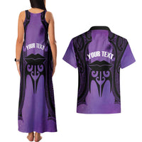 Personalised New Zealand Suffrage Day Couples Matching Tank Maxi Dress and Hawaiian Shirt Maori Tattoo Galaxy Vibe LT14 - Polynesian Pride