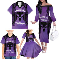 Personalised New Zealand Suffrage Day Family Matching Off The Shoulder Long Sleeve Dress and Hawaiian Shirt Maori Tattoo Galaxy Vibe - Polynesian Pride