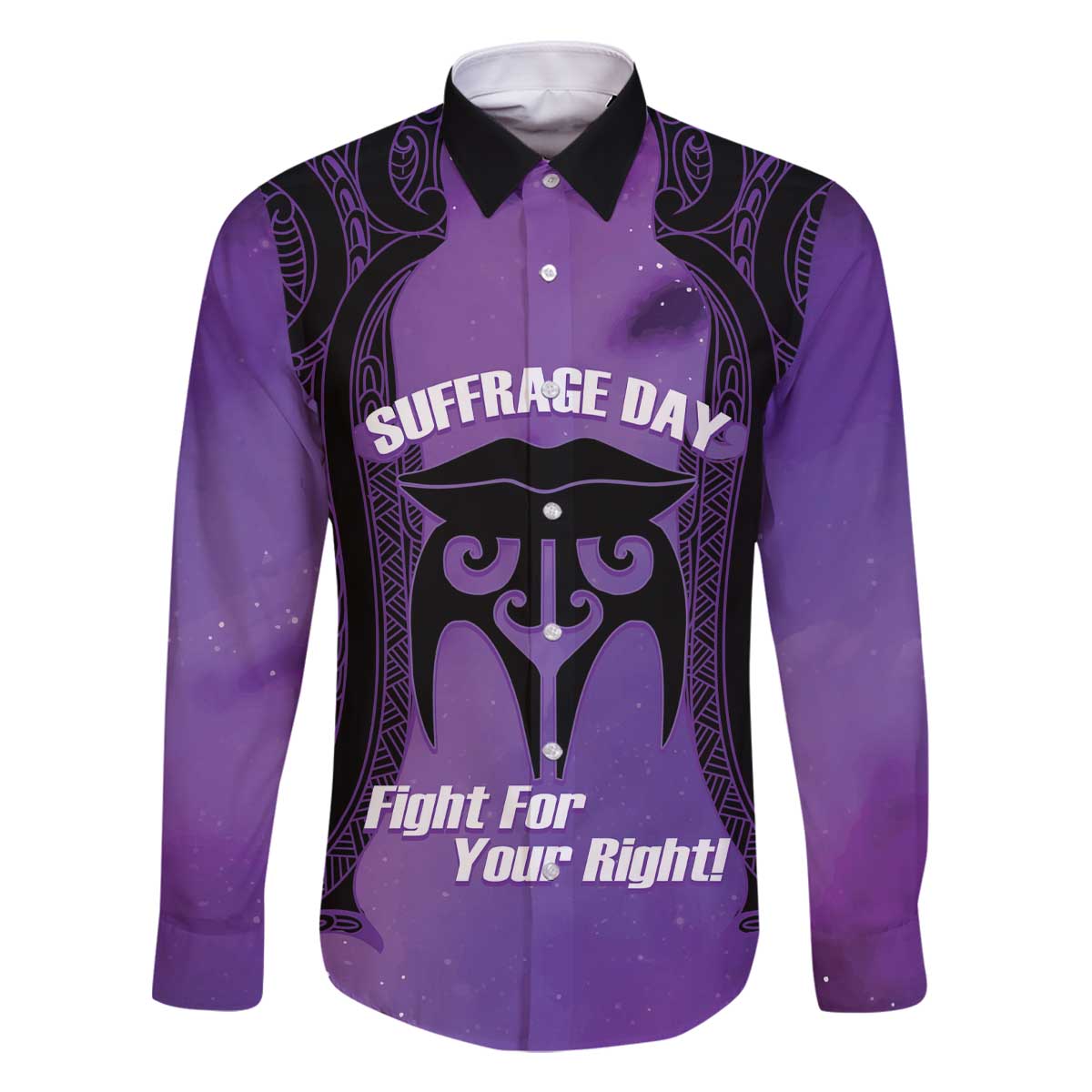 Personalised New Zealand Suffrage Day Family Matching Off The Shoulder Long Sleeve Dress and Hawaiian Shirt Maori Tattoo Galaxy Vibe - Polynesian Pride