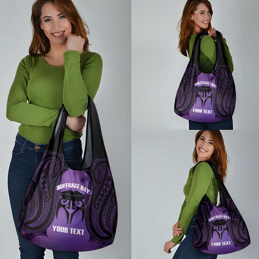 Personalised New Zealand Suffrage Day Grocery Bag Maori Tattoo Galaxy Vibe - Polynesian Pride