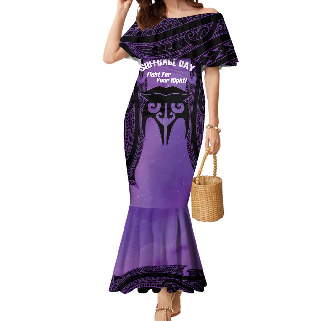 Personalised New Zealand Suffrage Day Mermaid Dress Maori Tattoo Galaxy Vibe - Polynesian Pride