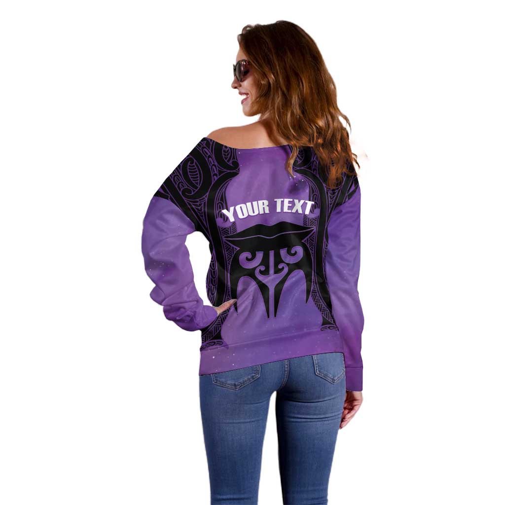 Personalised New Zealand Suffrage Day Off Shoulder Sweater Maori Tattoo Galaxy Vibe - Polynesian Pride