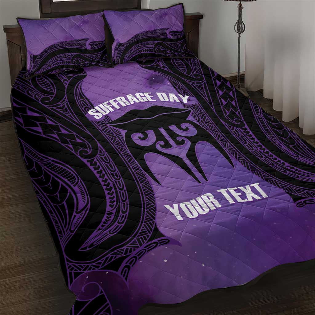 Personalised New Zealand Suffrage Day Quilt Bed Set Maori Tattoo Galaxy Vibe - Polynesian Pride