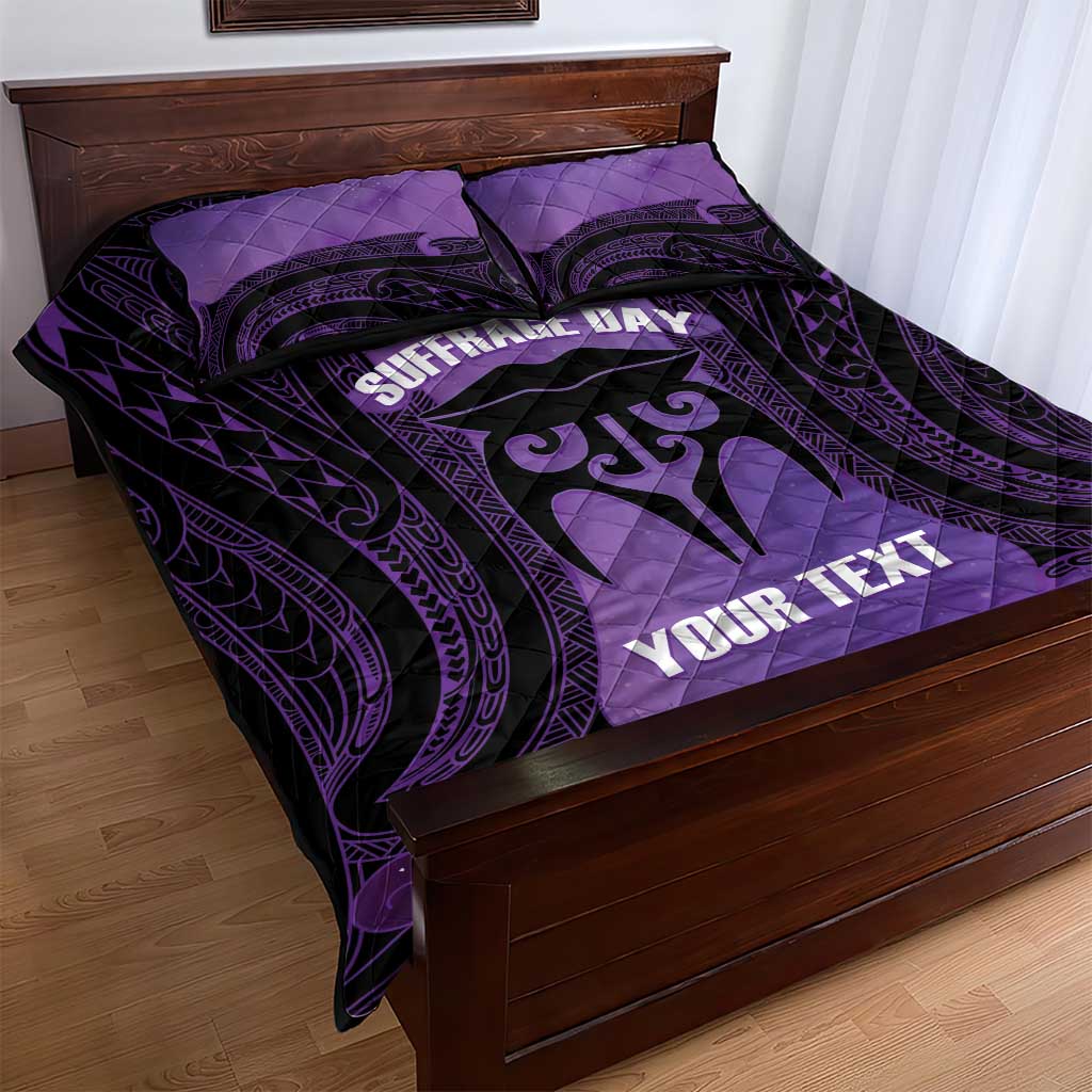 Personalised New Zealand Suffrage Day Quilt Bed Set Maori Tattoo Galaxy Vibe - Polynesian Pride