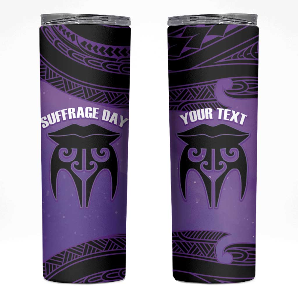 Personalised New Zealand Suffrage Day Skinny Tumbler Maori Tattoo Galaxy Vibe LT14 Purple - Polynesian Pride