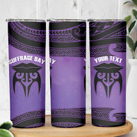 Personalised New Zealand Suffrage Day Skinny Tumbler Maori Tattoo Galaxy Vibe LT14 - Polynesian Pride