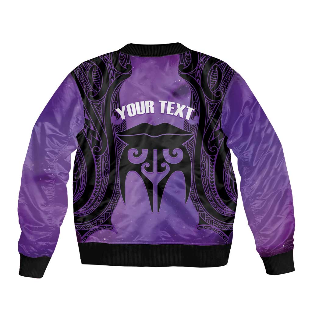 Personalised New Zealand Suffrage Day Sleeve Zip Bomber Jacket Maori Tattoo Galaxy Vibe LT14 - Polynesian Pride