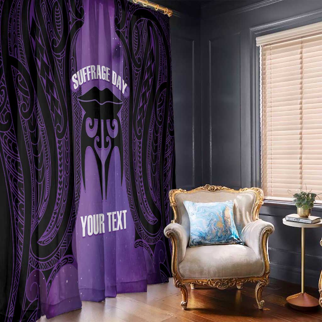 Personalised New Zealand Suffrage Day Window Curtain Maori Tattoo Galaxy Vibe - Polynesian Pride