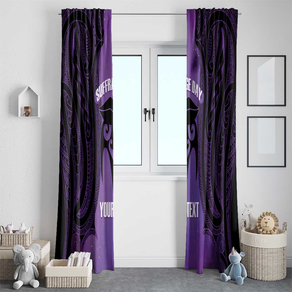 Personalised New Zealand Suffrage Day Window Curtain Maori Tattoo Galaxy Vibe - Polynesian Pride