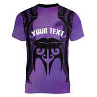 Personalised New Zealand Suffrage Day Women V-Neck T-Shirt Maori Tattoo Galaxy Vibe LT14 - Polynesian Pride