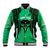 Personalised Moko Kauae New Zealand Baseball Jacket Maori Chin Tattoo Green - Polynesian Pride