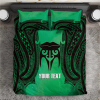 Personalised Moko Kauae New Zealand Bedding Set Maori Chin Tattoo Green - Polynesian Pride