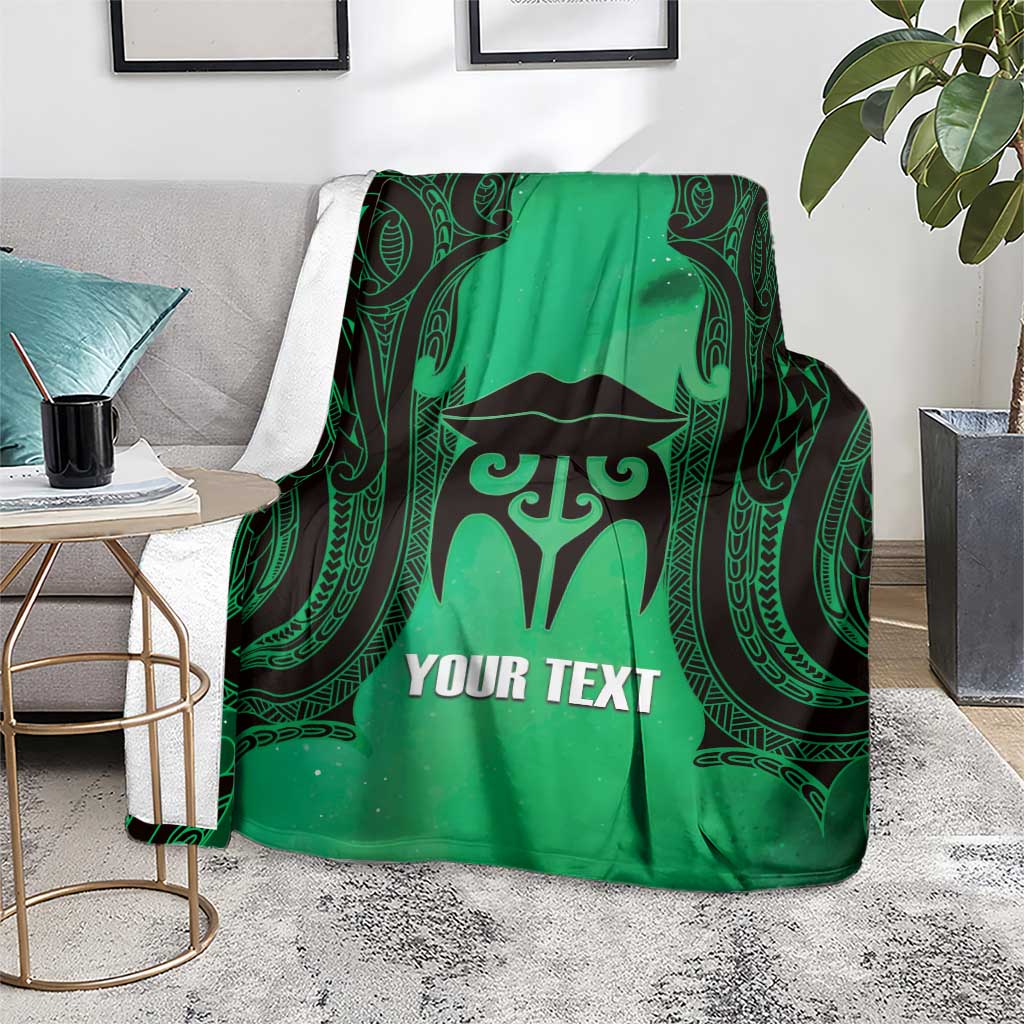 Personalised Moko Kauae New Zealand Blanket Maori Chin Tattoo Green - Polynesian Pride