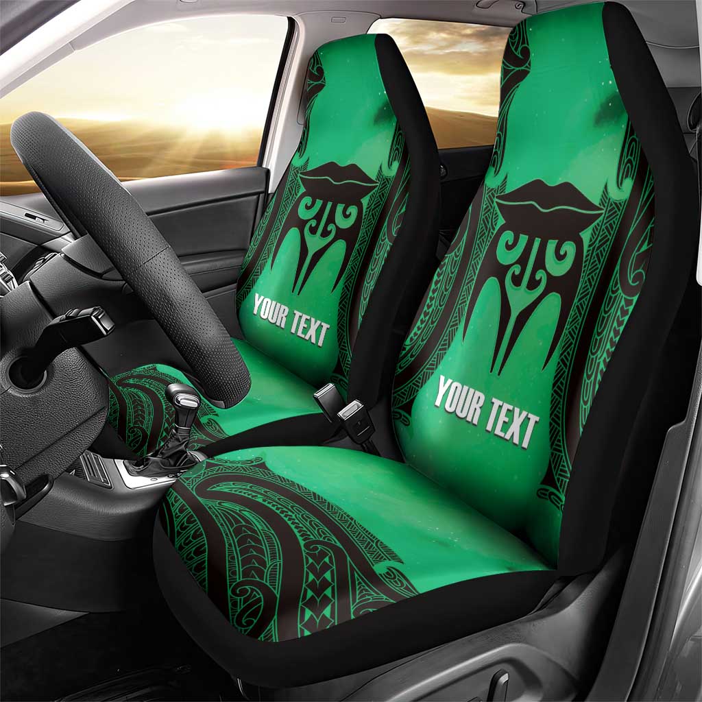 Personalised Moko Kauae New Zealand Car Seat Cover Maori Chin Tattoo Green - Polynesian Pride