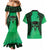 Personalised Moko Kauae New Zealand Couples Matching Mermaid Dress and Hawaiian Shirt Maori Chin Tattoo Green - Polynesian Pride