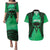 Personalised Moko Kauae New Zealand Couples Matching Puletasi and Hawaiian Shirt Maori Chin Tattoo Green - Polynesian Pride