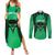 Personalised Moko Kauae New Zealand Couples Matching Summer Maxi Dress and Long Sleeve Button Shirt Maori Chin Tattoo Green - Polynesian Pride