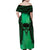 Personalised Moko Kauae New Zealand Family Matching Off Shoulder Maxi Dress and Hawaiian Shirt Maori Chin Tattoo Green - Polynesian Pride