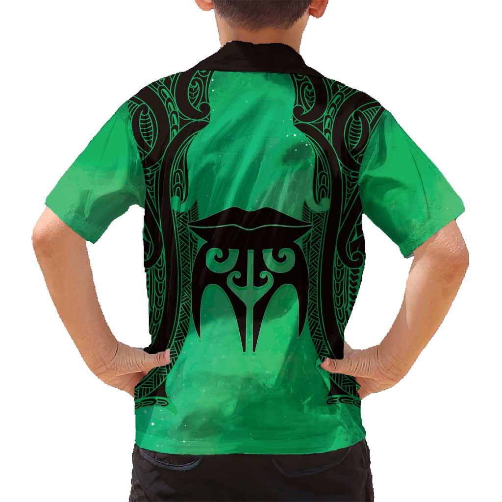 Personalised Moko Kauae New Zealand Family Matching Puletasi and Hawaiian Shirt Maori Chin Tattoo Green LT14 - Polynesian Pride