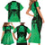 Personalised Moko Kauae New Zealand Family Matching Short Sleeve Bodycon Dress and Hawaiian Shirt Maori Chin Tattoo Green - Polynesian Pride