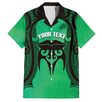 Personalised Moko Kauae New Zealand Hawaiian Shirt Maori Chin Tattoo Green - Polynesian Pride