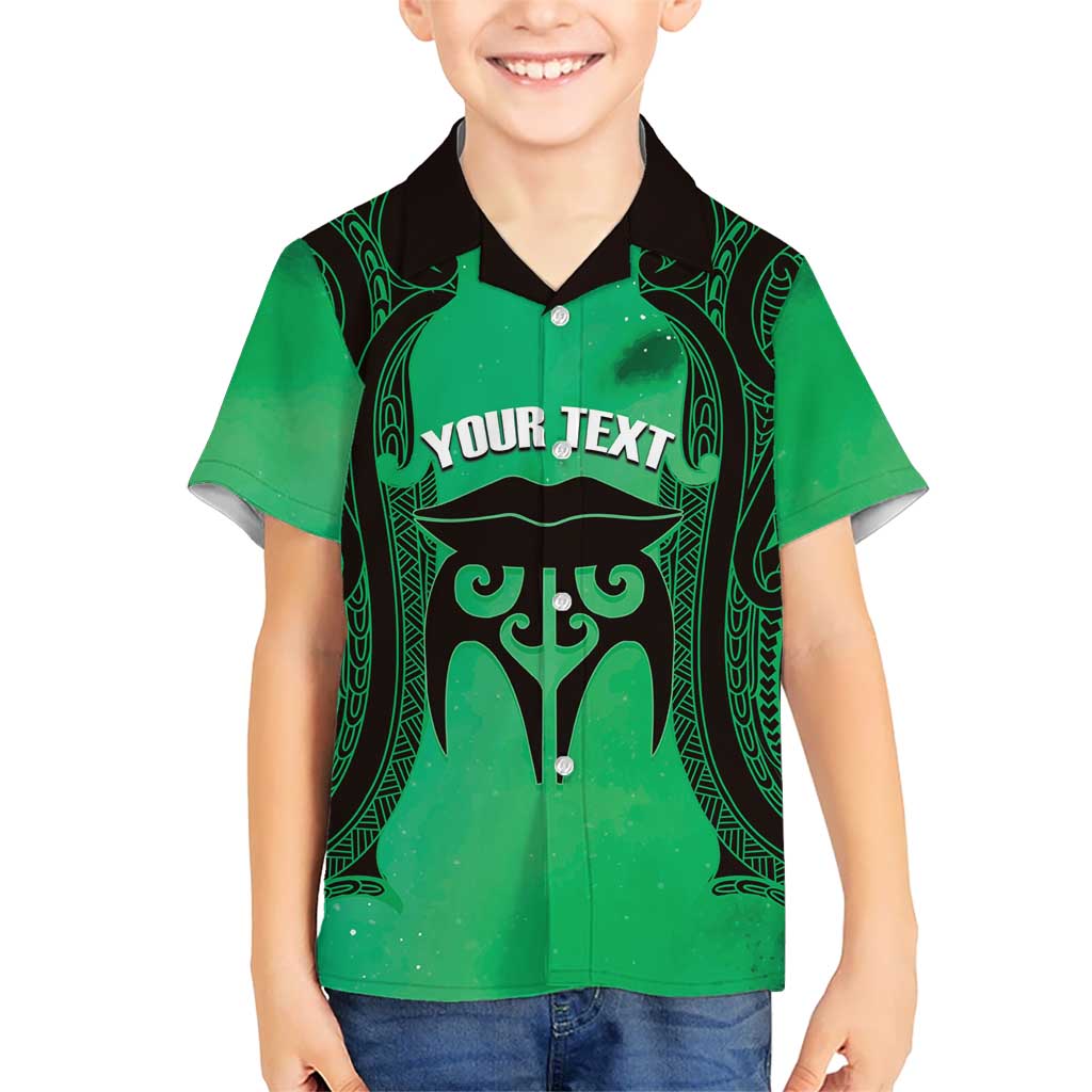 Personalised Moko Kauae New Zealand Hawaiian Shirt Maori Chin Tattoo Green - Polynesian Pride