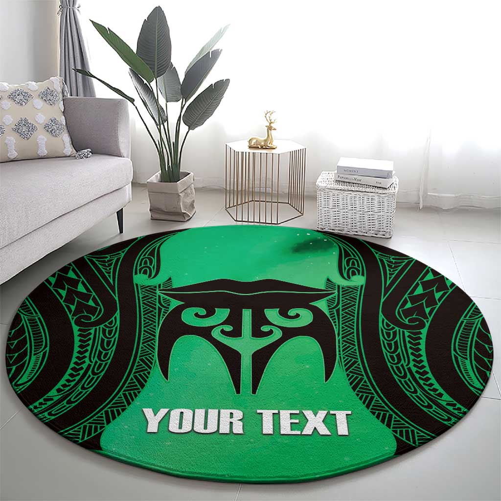Personalised Moko Kauae New Zealand Round Carpet Maori Chin Tattoo Green - Polynesian Pride