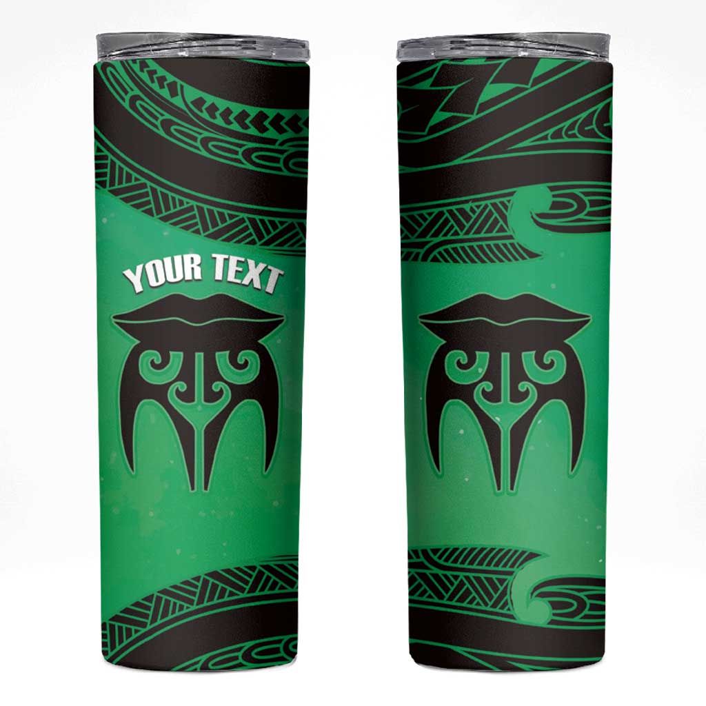 Personalised Moko Kauae New Zealand Skinny Tumbler Maori Chin Tattoo Green LT14 Green - Polynesian Pride