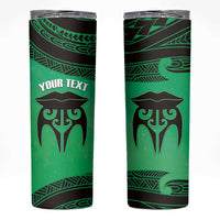 Personalised Moko Kauae New Zealand Skinny Tumbler Maori Chin Tattoo Green LT14 Green - Polynesian Pride