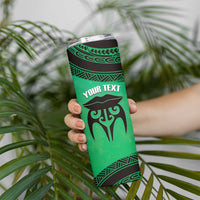 Personalised Moko Kauae New Zealand Skinny Tumbler Maori Chin Tattoo Green LT14 - Polynesian Pride