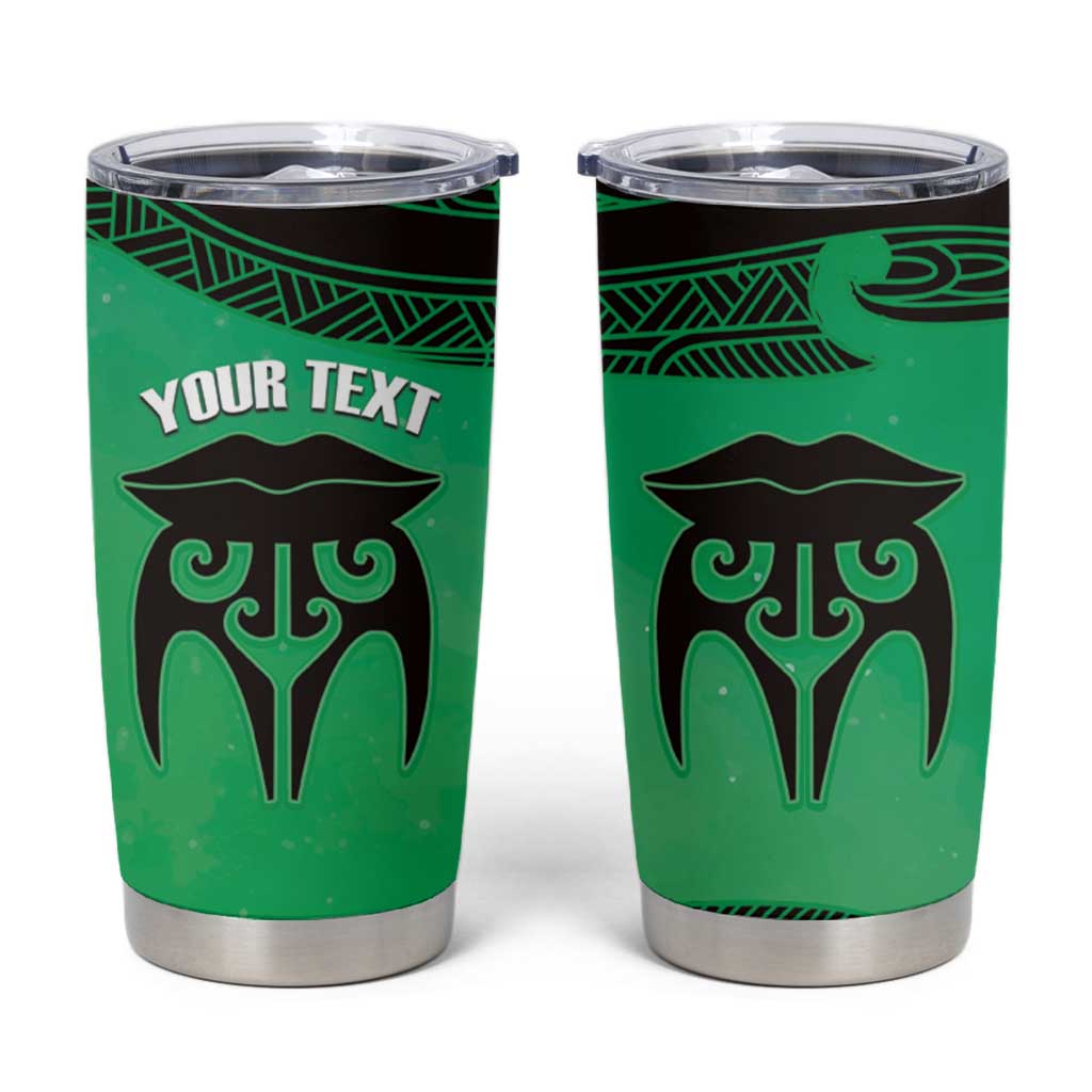 Personalised Moko Kauae New Zealand Tumbler Cup Maori Chin Tattoo Green - Polynesian Pride