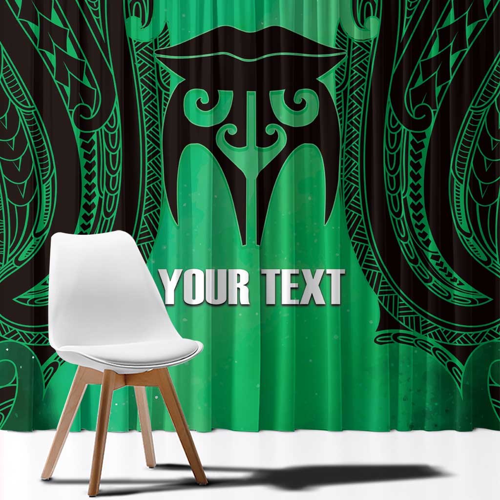 Personalised Moko Kauae New Zealand Window Curtain Maori Chin Tattoo Green - Polynesian Pride