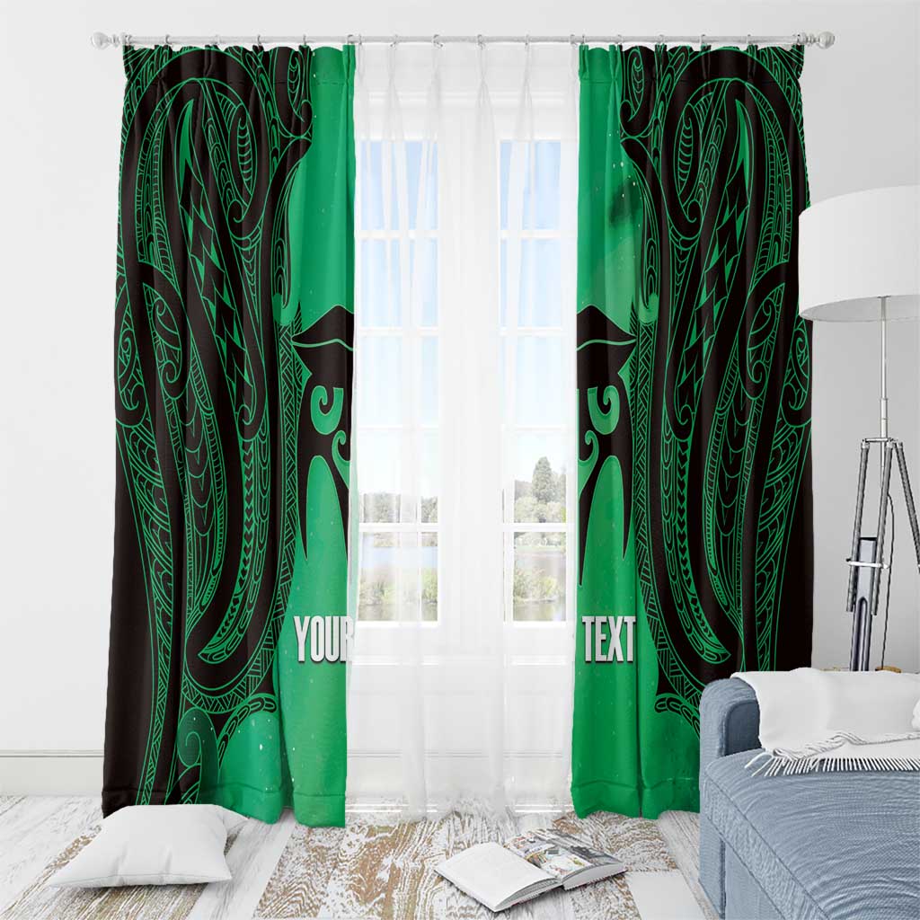 Personalised Moko Kauae New Zealand Window Curtain Maori Chin Tattoo Green - Polynesian Pride