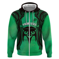 Personalised Moko Kauae New Zealand Zip Hoodie Maori Chin Tattoo Green LT14 Zip Hoodie Green - Polynesian Pride