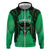 Personalised Moko Kauae New Zealand Zip Hoodie Maori Chin Tattoo Green - Polynesian Pride