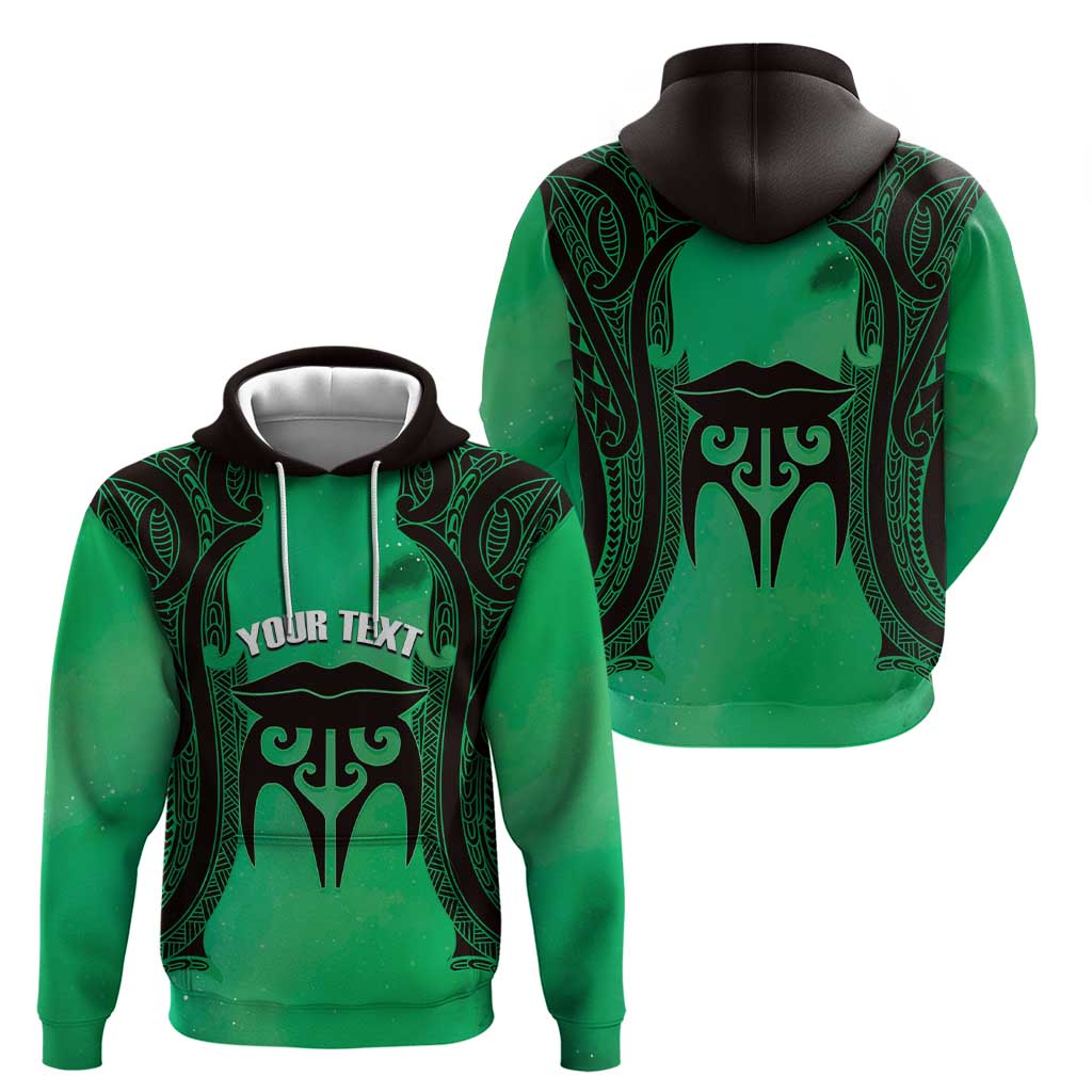Personalised Moko Kauae New Zealand Zip Hoodie Maori Chin Tattoo Green LT14 - Polynesian Pride