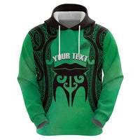 Personalised Moko Kauae New Zealand Zip Hoodie Maori Chin Tattoo Green LT14 - Polynesian Pride