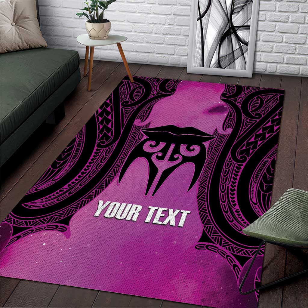 Personalised Moko Kauae New Zealand Area Rug Maori Chin Tattoo Pink - Polynesian Pride