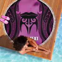 Personalised Moko Kauae New Zealand Beach Blanket Maori Chin Tattoo Pink - Polynesian Pride