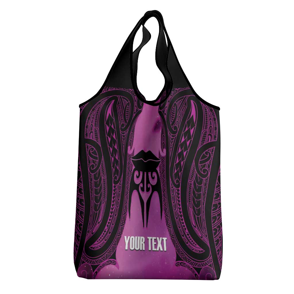 Personalised Moko Kauae New Zealand Grocery Bag Maori Chin Tattoo Pink - Polynesian Pride