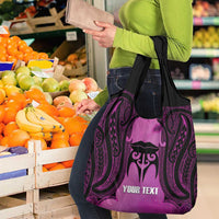 Personalised Moko Kauae New Zealand Grocery Bag Maori Chin Tattoo Pink - Polynesian Pride